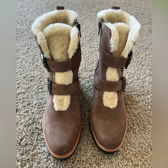 Naturalizer Brown Suede Faux Fur Heeled Winter Boot Size 8 EU 39 - Picture 2 of 5